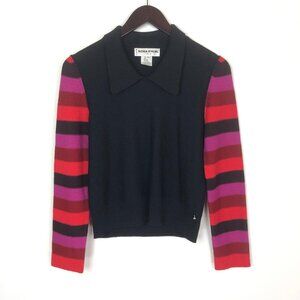 Sonia Rykiel Vintage Wool Cashmere Striped Sleeve Collared Sweater Size 38 or S